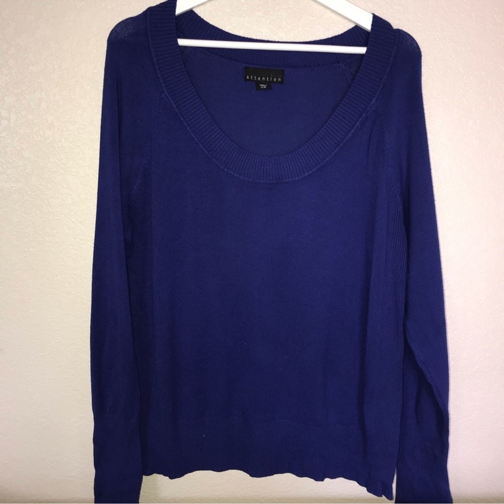 Attention Women's Blue Crew Neck Sweater